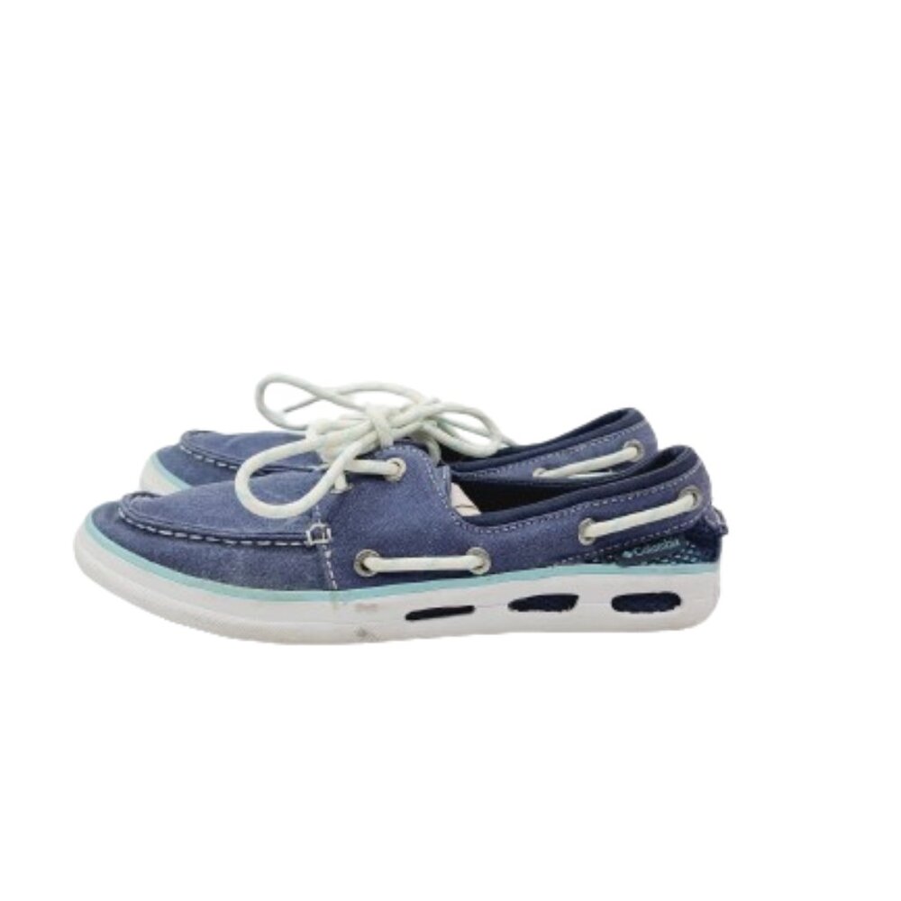 Columbia Women's Navy Blue Vulc N Vent Canvas Moc Toe Boat Shoes Size US 6.5